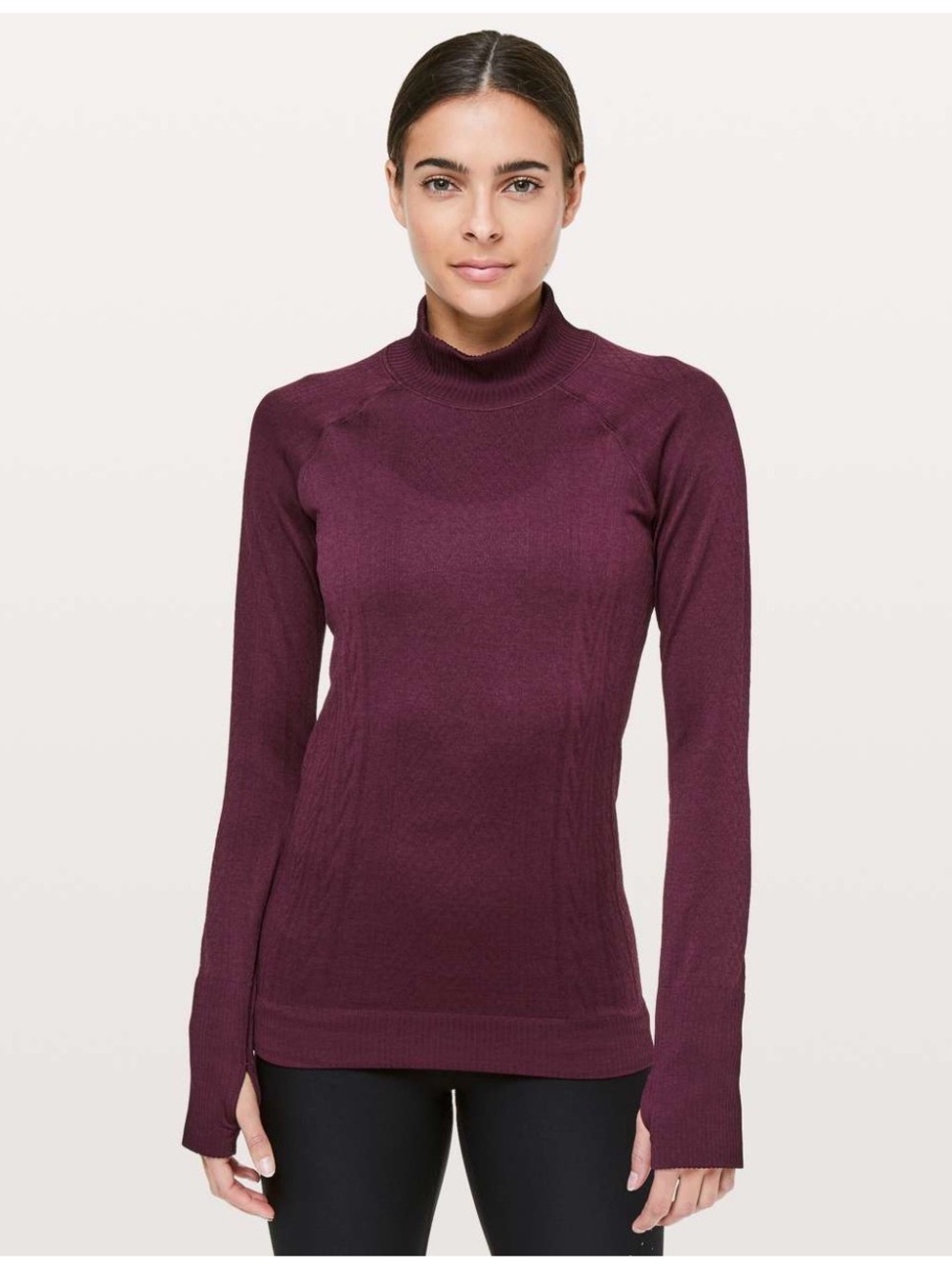 lululemon athletica Ribbed Mock Neck Long Sleeve Top - Burgundy